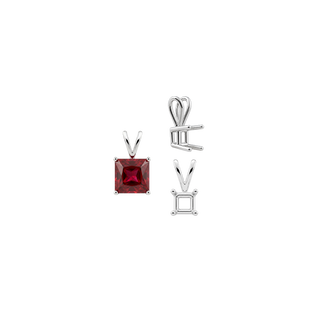 ITI NYC Square Four Prong Double Wire Pendants in Sterling Silver (2.50 mm - 10.25 mm)