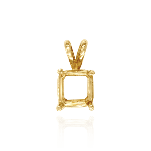 ITI NYC Square Four Prong Double Wire Pendants in 14K Gold (2.50 mm - 10.25 mm)