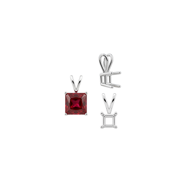 ITI NYC Square Four Prong Double Wire Pendants in 14K Gold (2.50 mm - 10.25 mm)