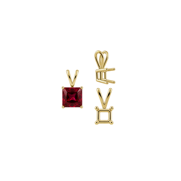 ITI NYC Square Four Prong Double Wire Pendants in 14K Gold (2.50 mm - 10.25 mm)