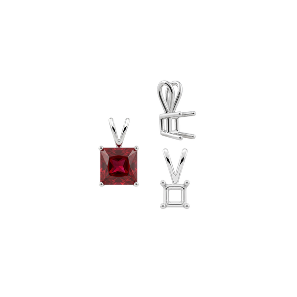 ITI NYC Square Four Prong Double Wire Pendants in 14K Gold (2.50 mm - 10.25 mm)