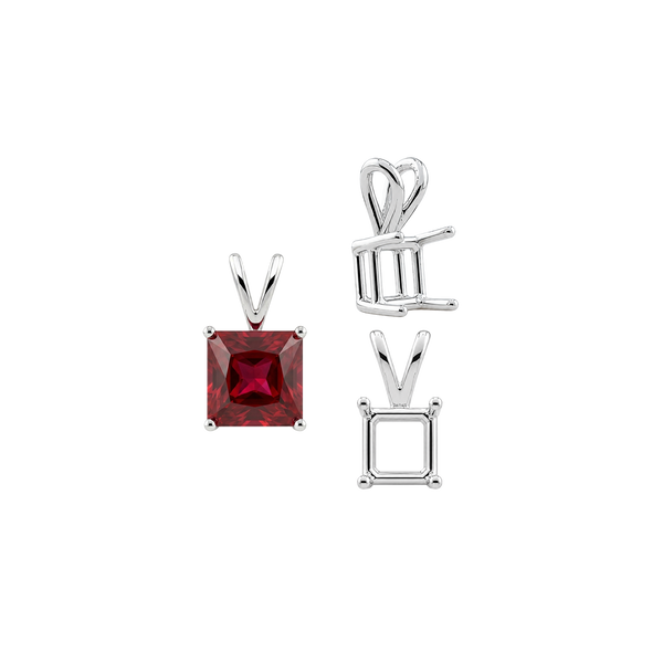 ITI NYC Square Four Prong Double Wire Pendants in 14K Gold (2.50 mm - 10.25 mm)