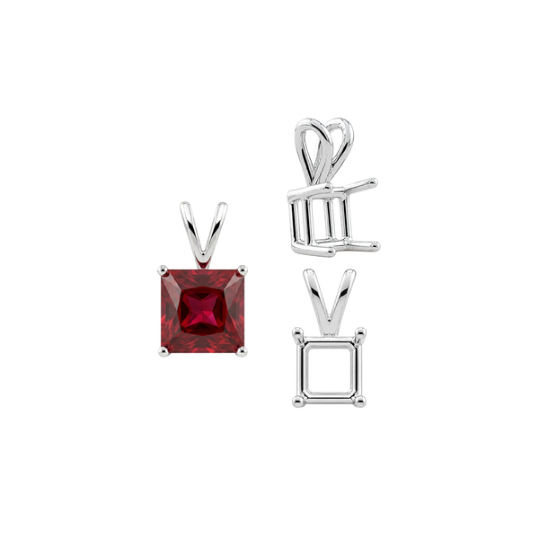 ITI NYC Square Four Prong Double Wire Pendants in 14K Gold (2.50 mm - 10.25 mm)