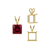 ITI NYC Square Four Prong Double Wire Pendants in 14K Gold (2.50 mm - 10.25 mm)