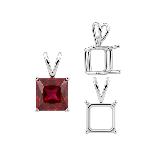 ITI NYC Square Four Prong Double Wire Pendants in 14K Gold (2.50 mm - 10.25 mm)
