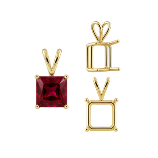 ITI NYC Square Four Prong Double Wire Pendants in 14K Gold (2.50 mm - 10.25 mm)