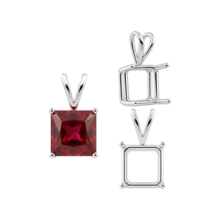 ITI NYC Square Four Prong Double Wire Pendants in Sterling Silver (2.50 mm - 10.25 mm)