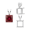 ITI NYC Square Four Prong Double Wire Pendants in Sterling Silver (2.50 mm - 10.25 mm)