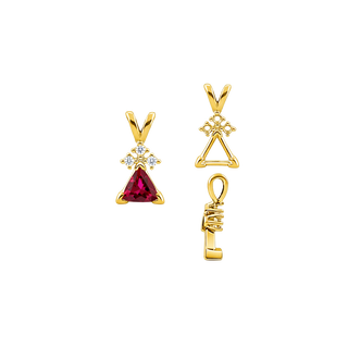 ITI NYC Triangle Shape V-End Pendants With 3 Accents in 14K Gold (3.00 mm - 9.00 mm)