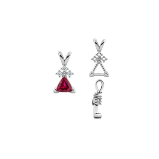 ITI NYC Triangle Shape V-End Pendants With 3 Accents in Sterling Silver (3.00 mm - 9.00 mm)