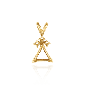 14K Gold ITI NYC Triangle Shape V-End Pendants With 3 Accents in 14K Gold (3.00 mm - 9.00 mm)