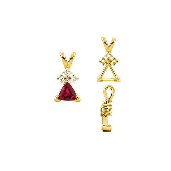 ITI NYC Triangle Shape V-End Pendants With 3 Accents in 14K Gold (3.00 mm - 9.00 mm)
