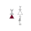 ITI NYC Triangle Shape V-End Pendants With 3 Accents in Sterling Silver (3.00 mm - 9.00 mm)