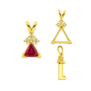 ITI NYC Triangle Shape V-End Pendants With 3 Accents in 14K Gold (3.00 mm - 9.00 mm)