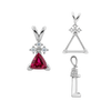ITI NYC Triangle Shape V-End Pendants With 3 Accents in Sterling Silver (3.00 mm - 9.00 mm)