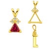 ITI NYC Triangle Shape V-End Pendants With 3 Accents in 14K Gold (3.00 mm - 9.00 mm)