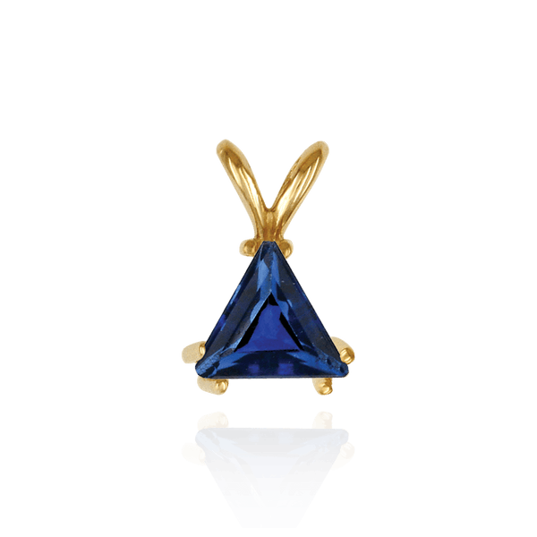 14K Gold ITI NYC Triangle Shape Three Twin Prong Pendants in 14K Gold (3.50 mm - 9.50 mm)