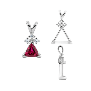 ITI NYC Triangle Shape V-End Pendants With 3 Accents in Sterling Silver (3.00 mm - 9.00 mm)