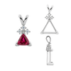 ITI NYC Triangle Shape V-End Pendants With 3 Accents in Sterling Silver (3.00 mm - 9.00 mm)