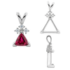 ITI NYC Triangle Shape V-End Pendants With 3 Accents in Sterling Silver (3.00 mm - 9.00 mm)