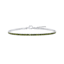 Load image into Gallery viewer, Tennis Bracelet with Peridot Colored CZ in Sterling Silver (2 mm - 4 mm)
