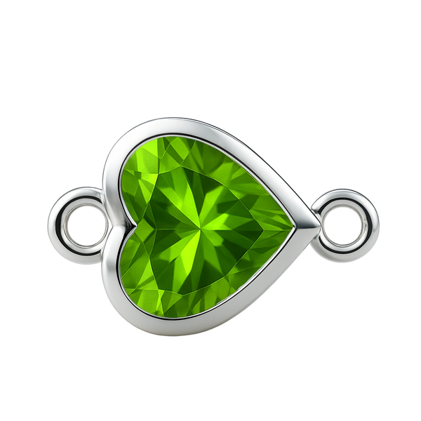 Diamond or Gemstone Heart Bezel Bracelet/Necklace Charm in 14K White Gold