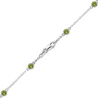 Finished Diamond by the Yard Cable Chain Necklace in 14K White Gold with Peridot Stones