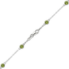 Finished Diamond by the Yard Cable Chain Anklet in 14K White Gold with Peridot Stones