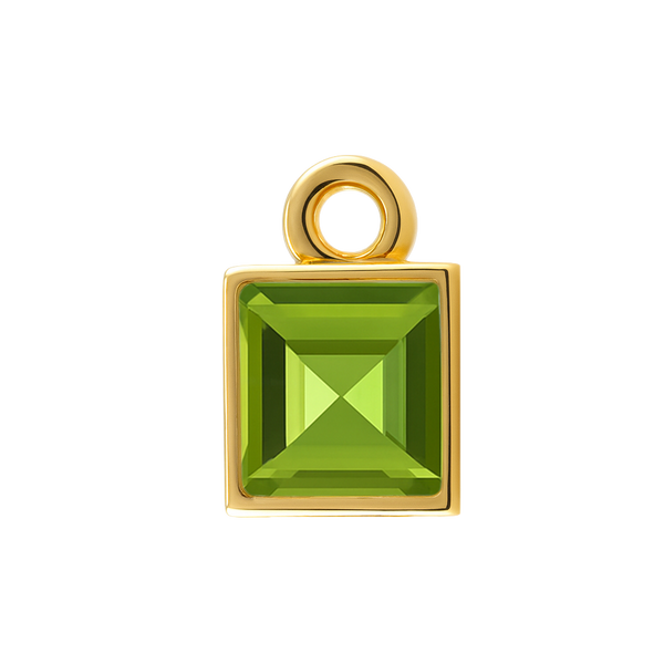 Diamond or Gemstone Square Bezel Drop Charm in 14K Yellow Gold