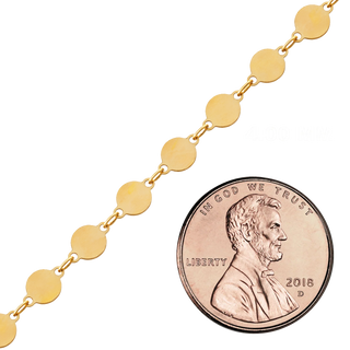 Bulk / Spooled Mirror Round Disc Chain in 14K Gold-Filled (4.00 mm)