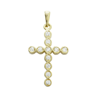 ITI NYC Bezel Set Cross Pendant with Diamonds in 14K Gold