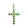 ITI NYC 14K Yellow Gold Bezel Set Cross Pendant with Emeralds