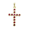 ITI NYC Bezel Set Cross Pendant with Ruby Stones in 14K Gold