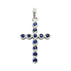 ITI NYC Bezel Set Cross Pendant with Sapphire Stones in 14K Gold