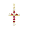 ITI NYC Cross Pendant with Diamonds and Ruby Stones in 14K Gold