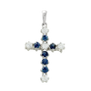 ITI NYC Cross Pendant with Diamonds and Sapphire Stones in 14K Gold