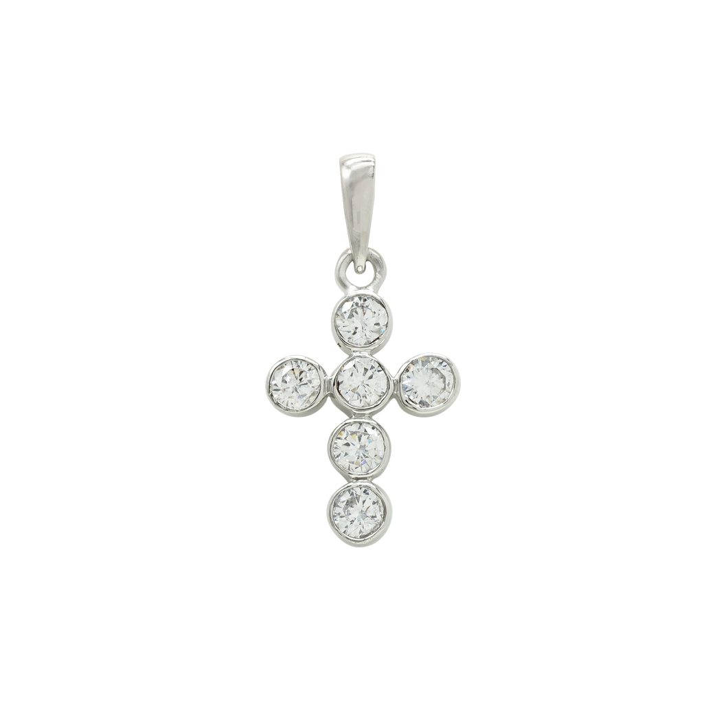 ITI NYC Bezel Set Cross Pendant with Diamonds in 14K Gold