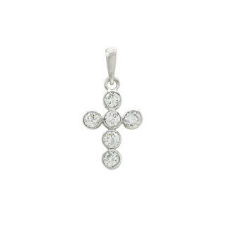 ITI NYC Bezel Set Cross Pendant with Diamonds in 14K Gold