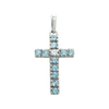 ITI NYC Cross Pendant with Diamonds and Blue Topaz Stones in 14K Gold
