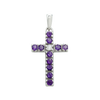ITI NYC Cross Pendant with Diamonds and Amethyst Stones in 14K Gold