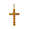 ITI NYC Bezel Set Cross Pendant with Citrine Stones in 14K Gold