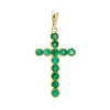 ITI NYC Bezel Set Cross Pendant with Emerald Stones in 14K Gold