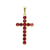 ITI NYC Bezel Set Cross Pendant with Ruby Stones in 14K Gold