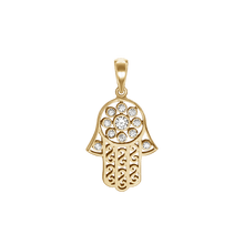 Load image into Gallery viewer, ITI NYC Hamsa Filigree Pendant with Diamonds in 14K Gold
