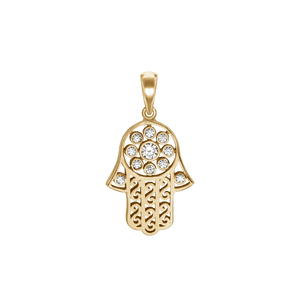 ITI NYC Hamsa Filigree Pendant with Diamonds in 14K Gold