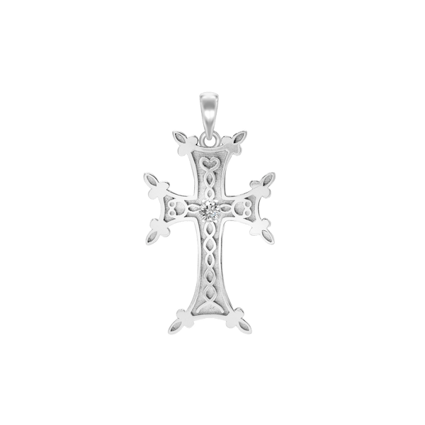 ITI NYC Armenian Cross Pendant with Cubic Zirconia in Sterling Silver