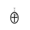 ITI NYC Tau-Rho Cross Pendant Medallion with Black Enamel in Sterling Silver