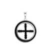 ITI NYC Engrailed Cross Pendant Medallion with Black Enamel in Sterling Silver