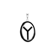 Load image into Gallery viewer, ITI NYC Thieves&#39; Cross Pendant Medallion with Black Enamel in Sterling Silver
