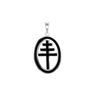 ITI NYC Papal Cross Pendant Medallion with Black Enamel in Sterling Silver